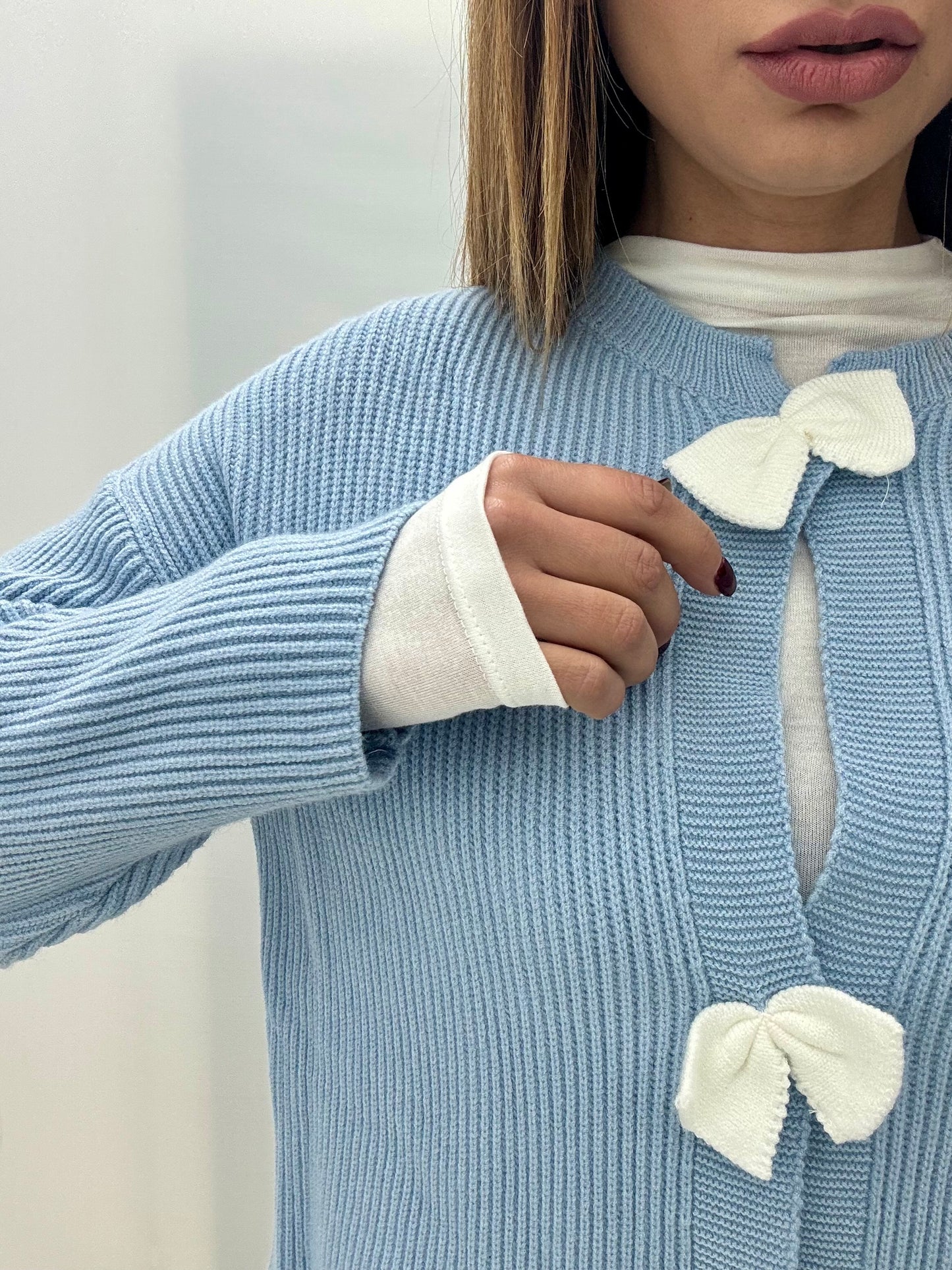 Cardigan Fiocchetti Azzurro