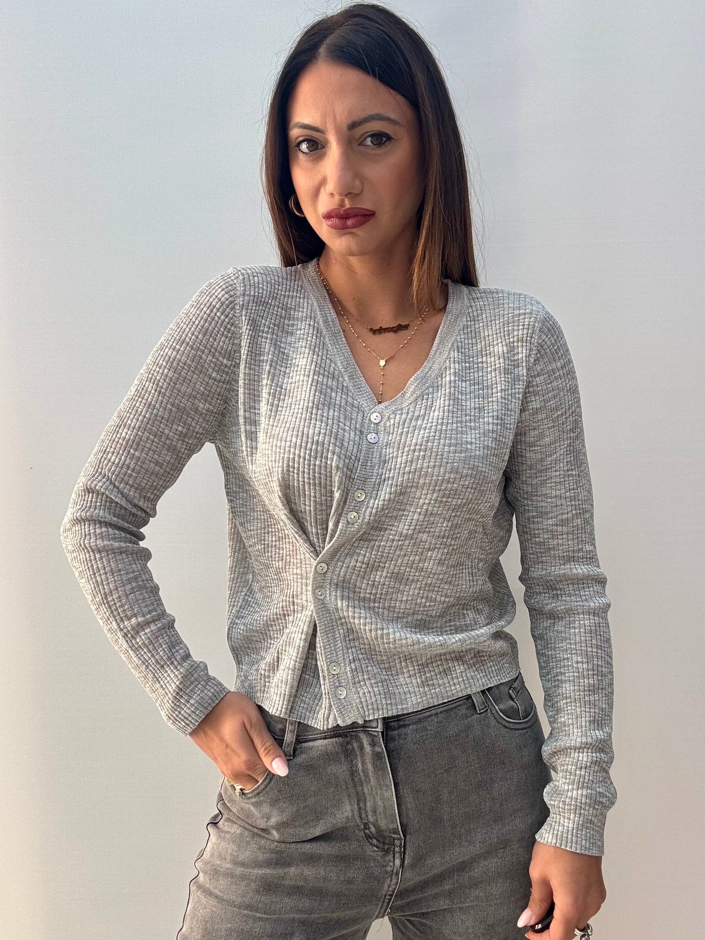 Cardigan Asimmetric Grigio