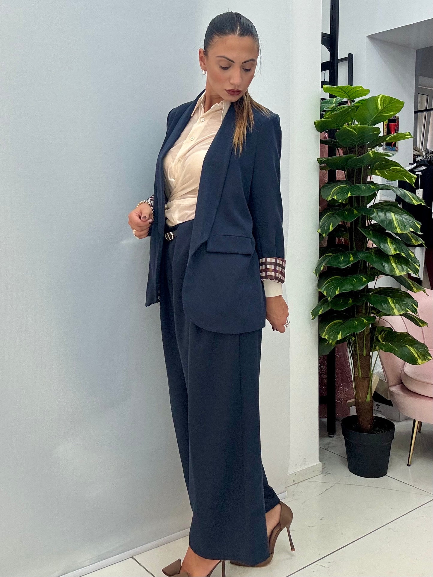 Tailleur Quadretti Blu