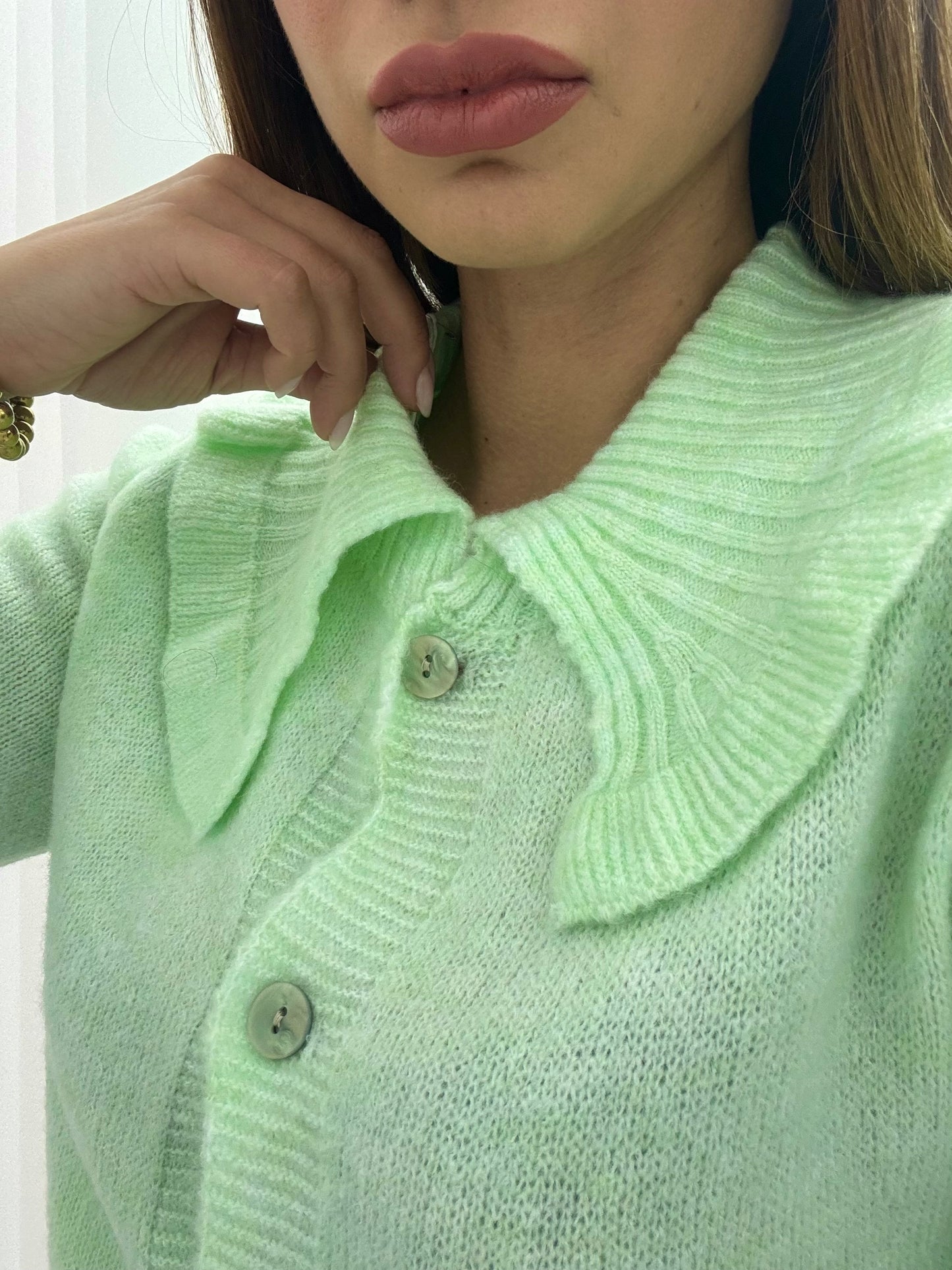 Cardigan Colletto Verde