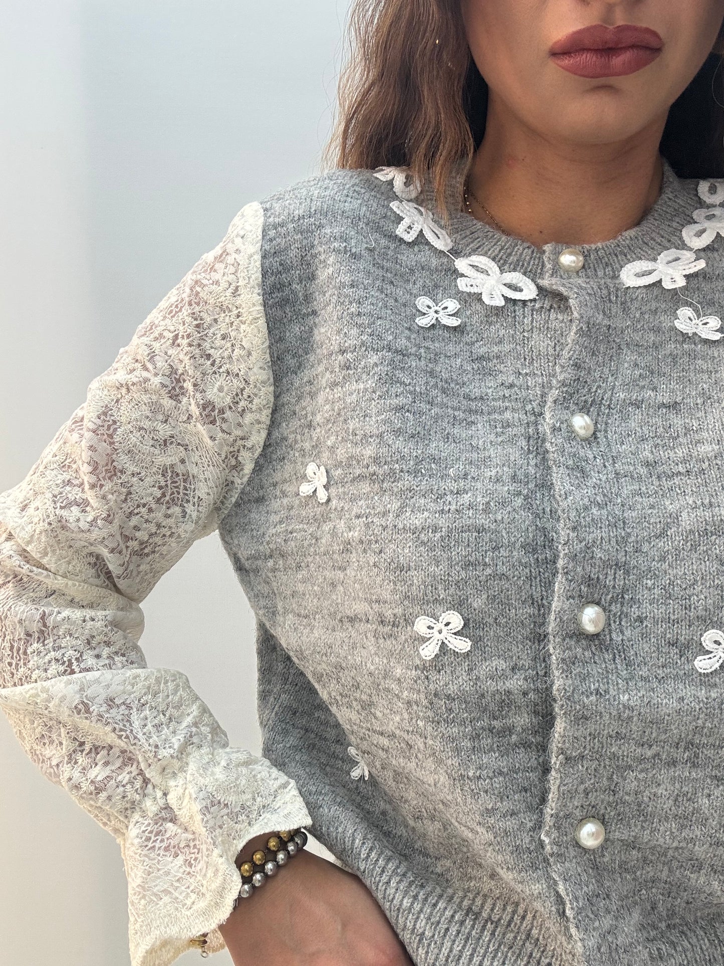 Cardigan Fiocco Grigio