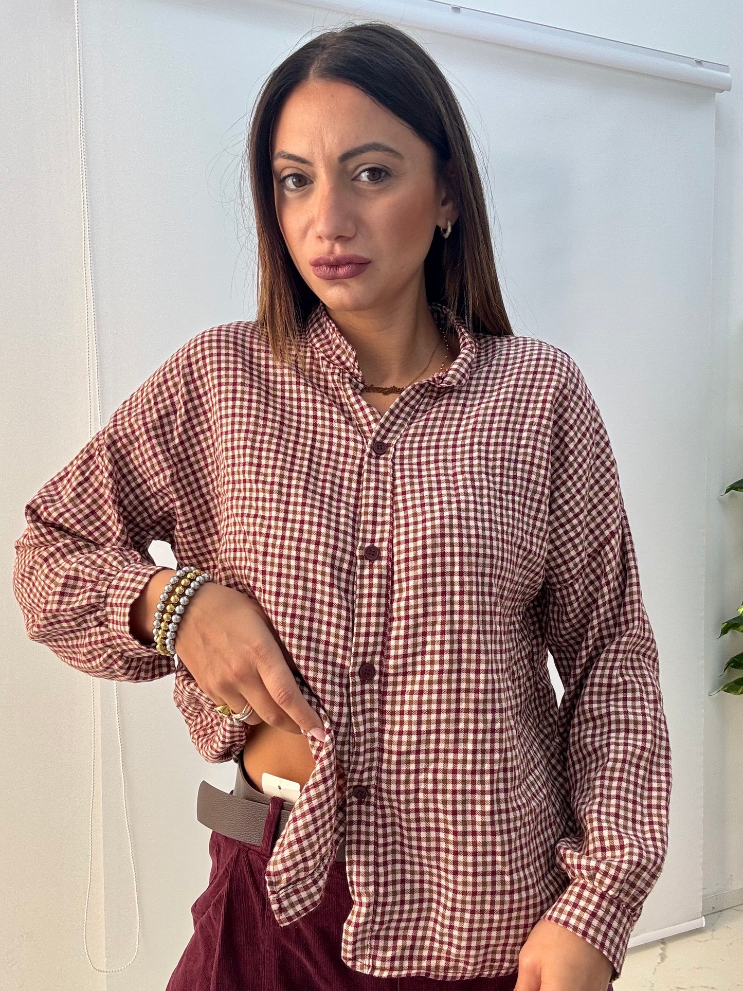 Camicia Quadri Bordeaux