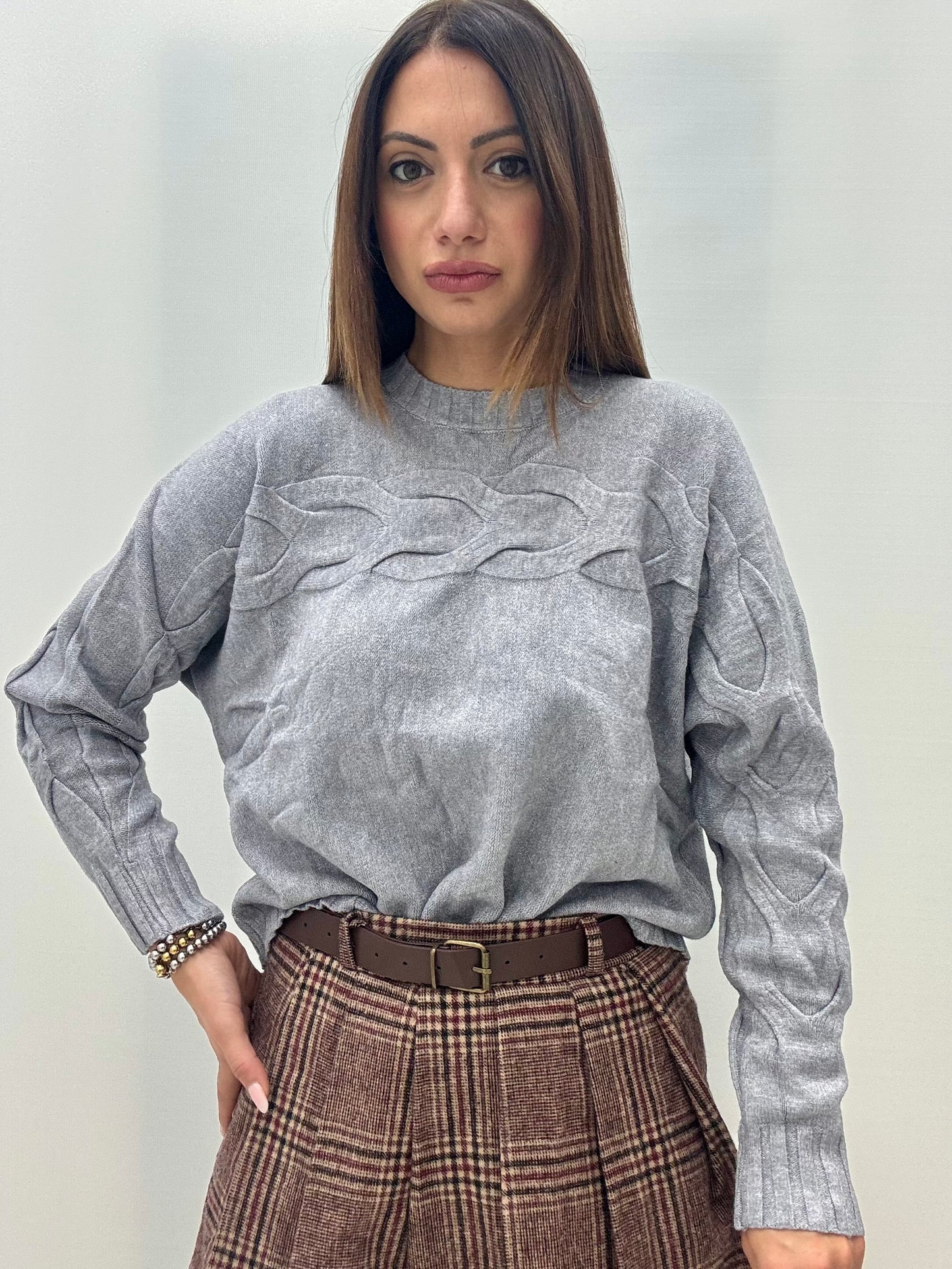 Maglione Treccia Grigio