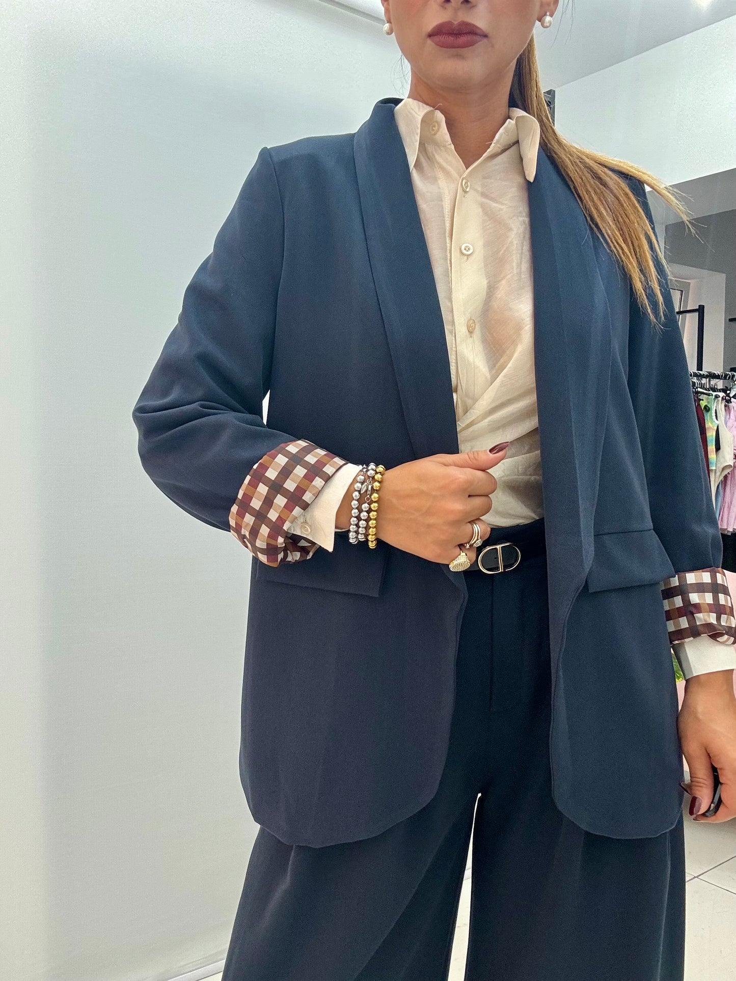 Tailleur Quadretti Blu