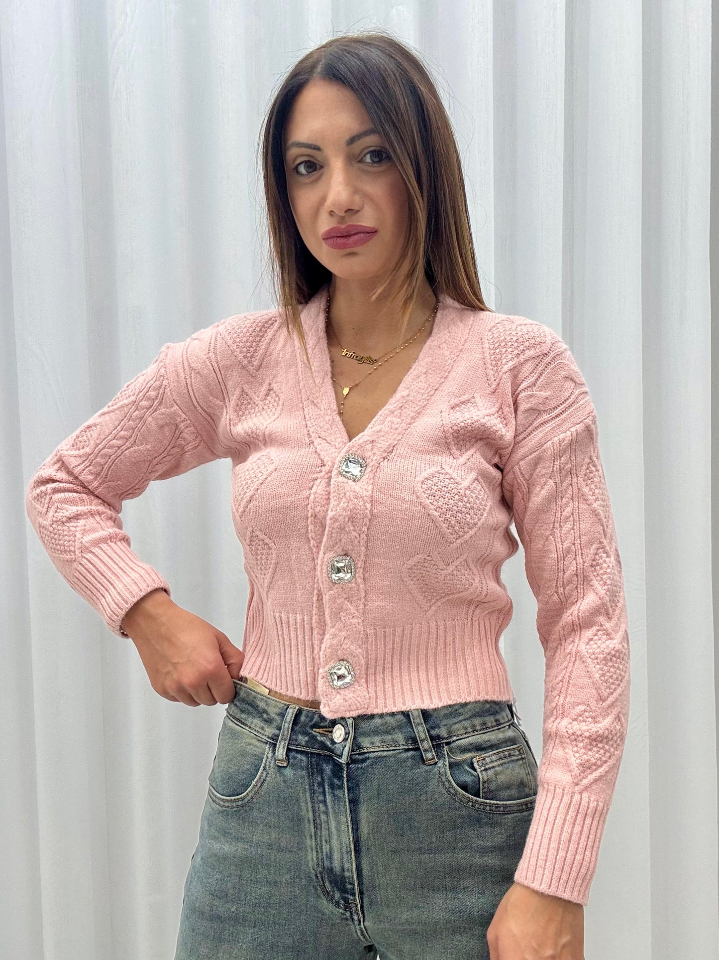Cardigan Gioiello Rosa