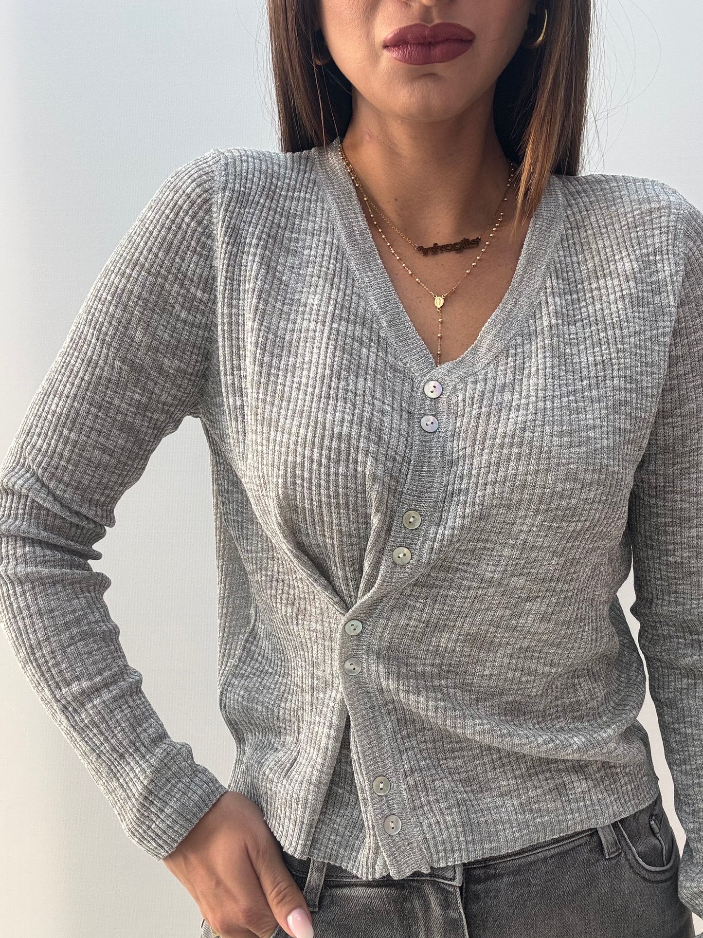 Cardigan Asimmetric Grigio