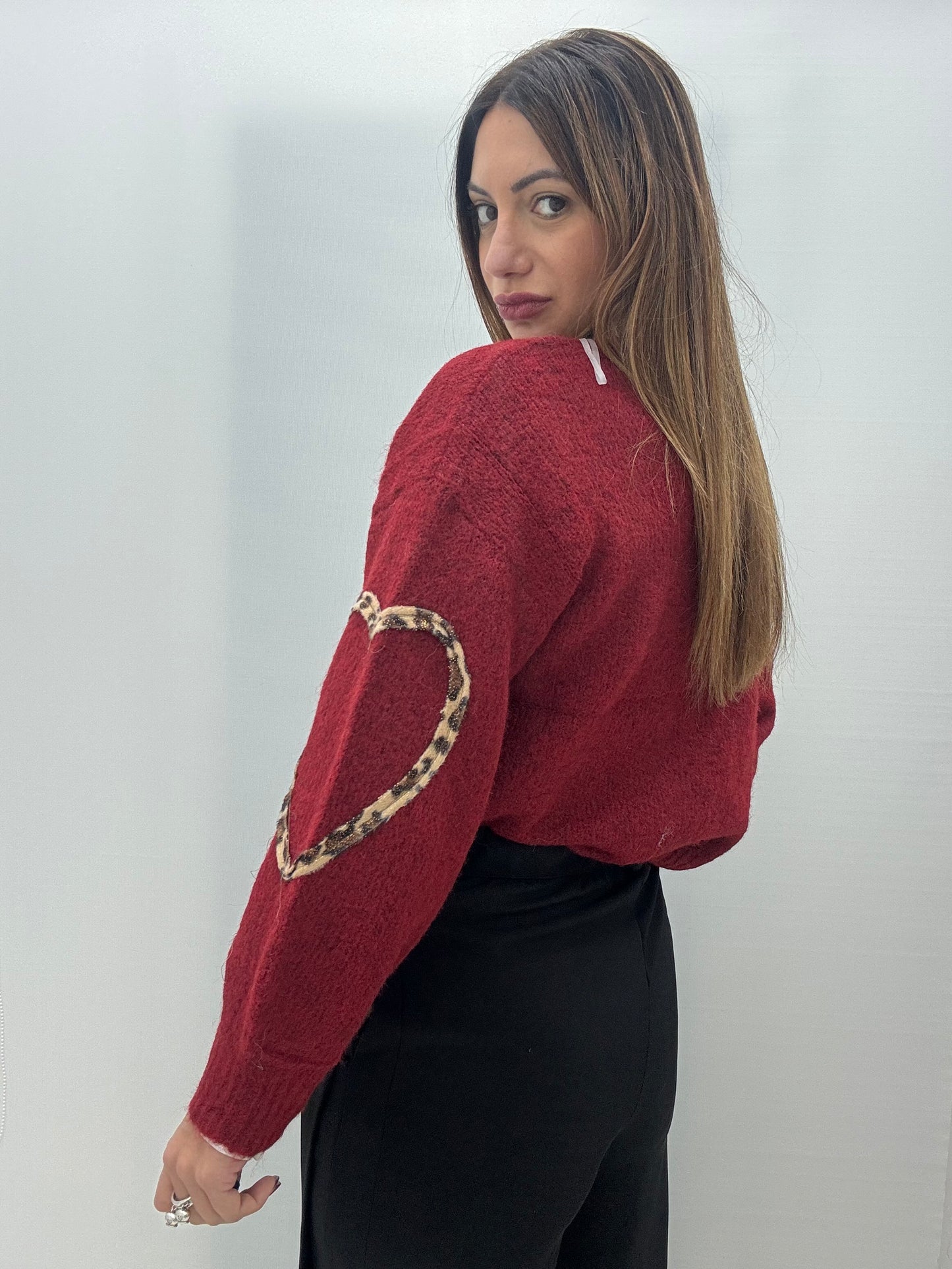 Cardigan Cuore Maculato Bordeaux