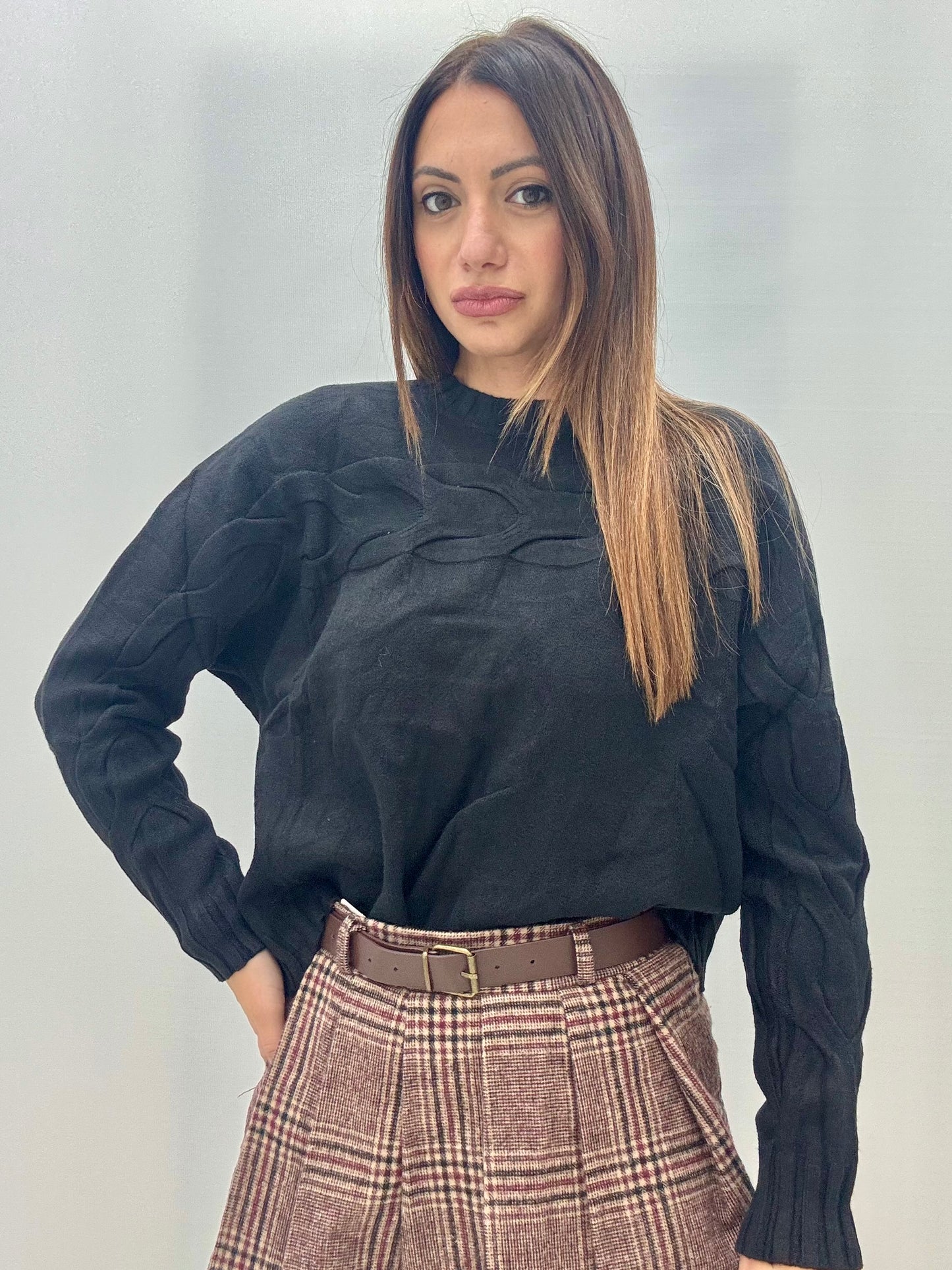 Maglione Treccia Nero