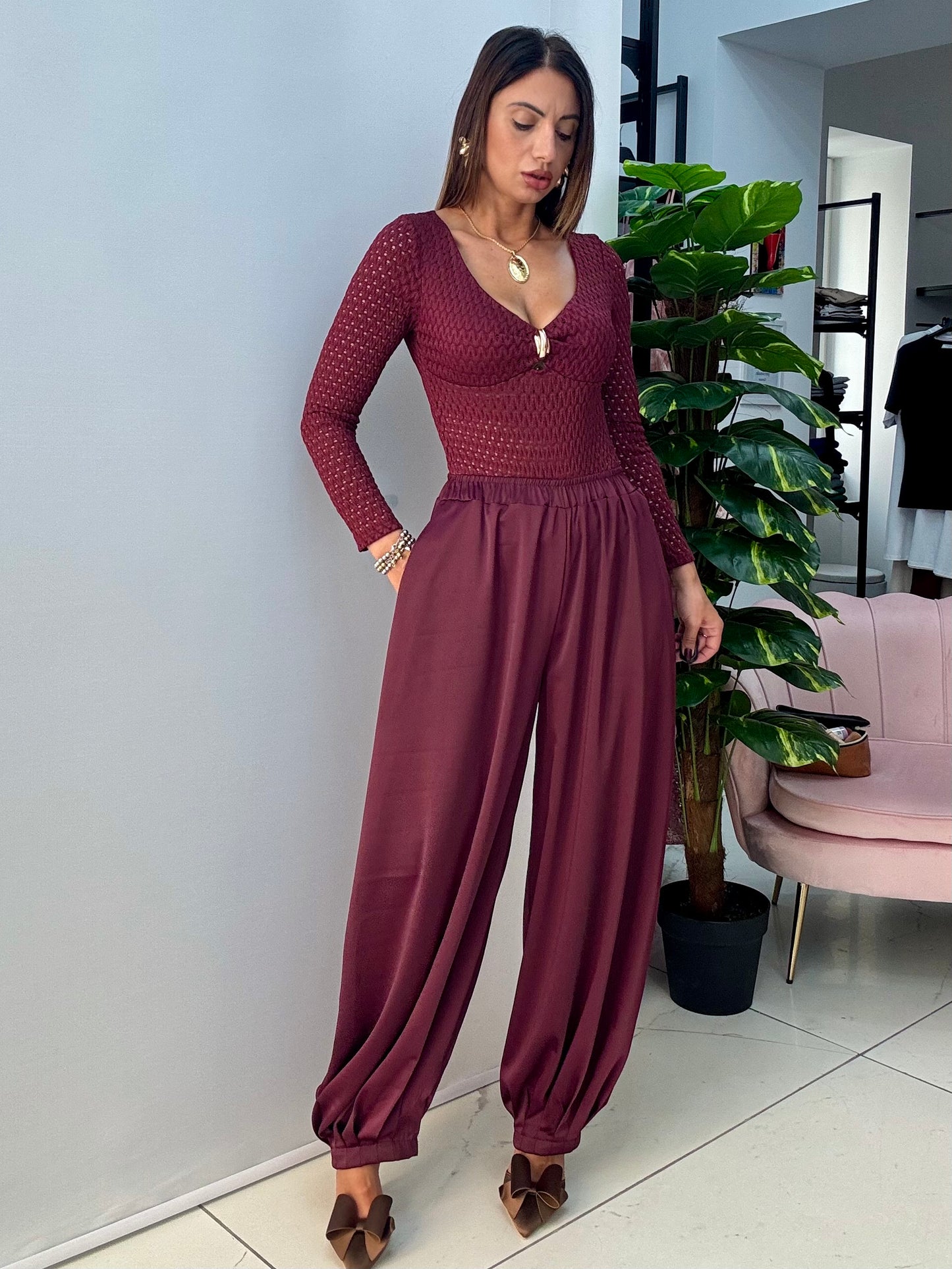 Pantalone Denise Bordeaux