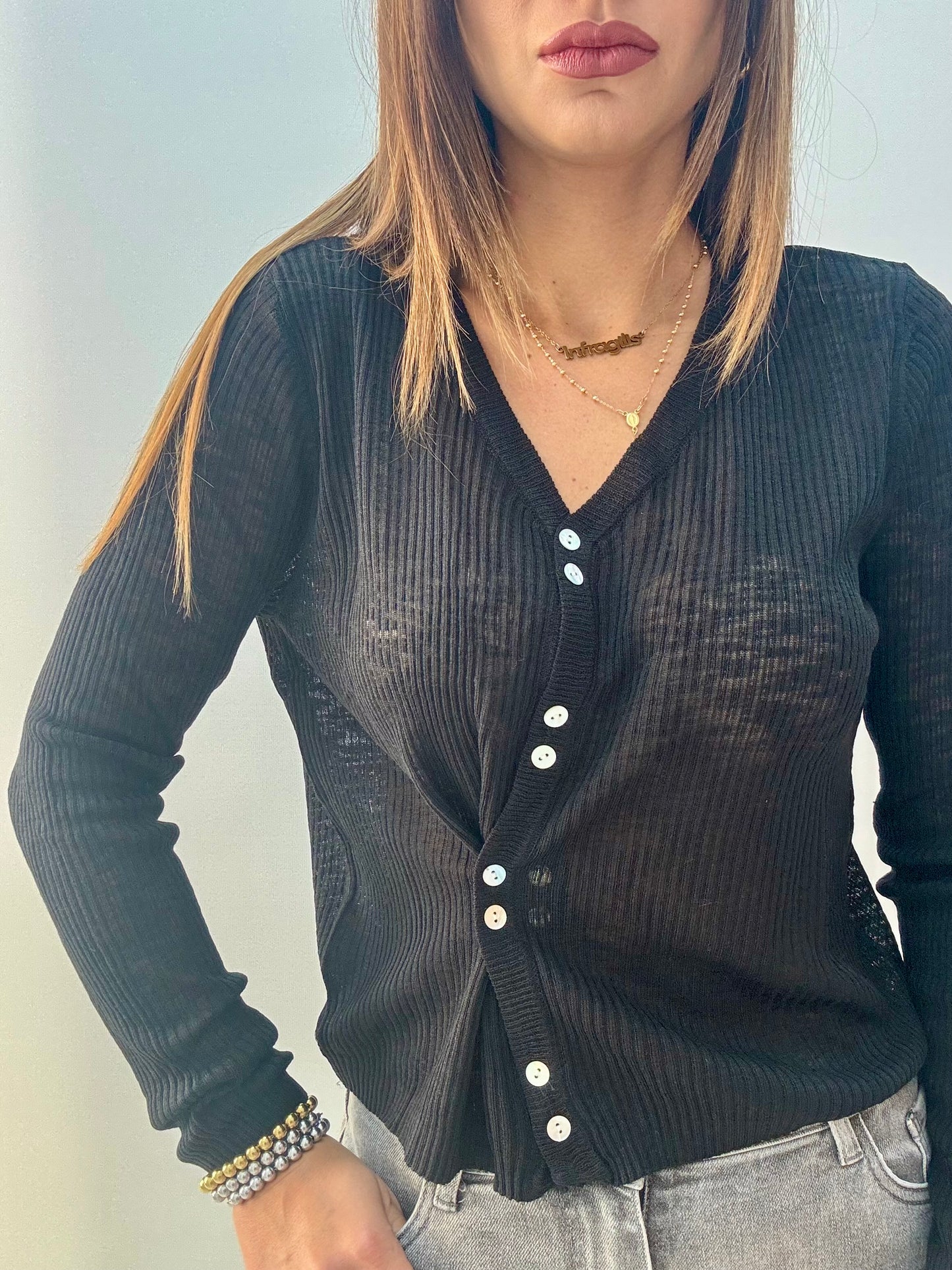 Cardigan Asimmetric Nero