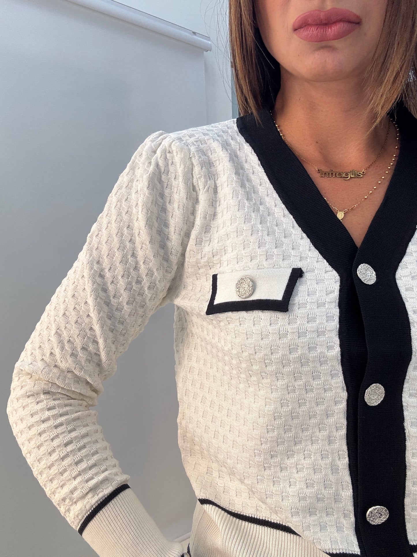 Cardigan Ch@nel Bianco