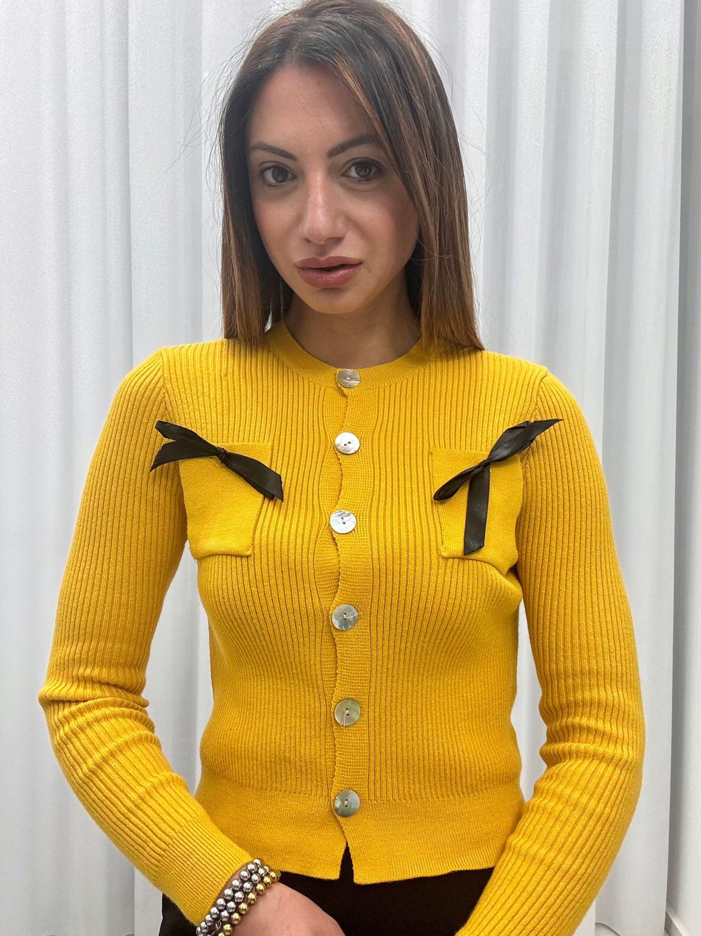 Cardigan Fiocco Chic Giallo