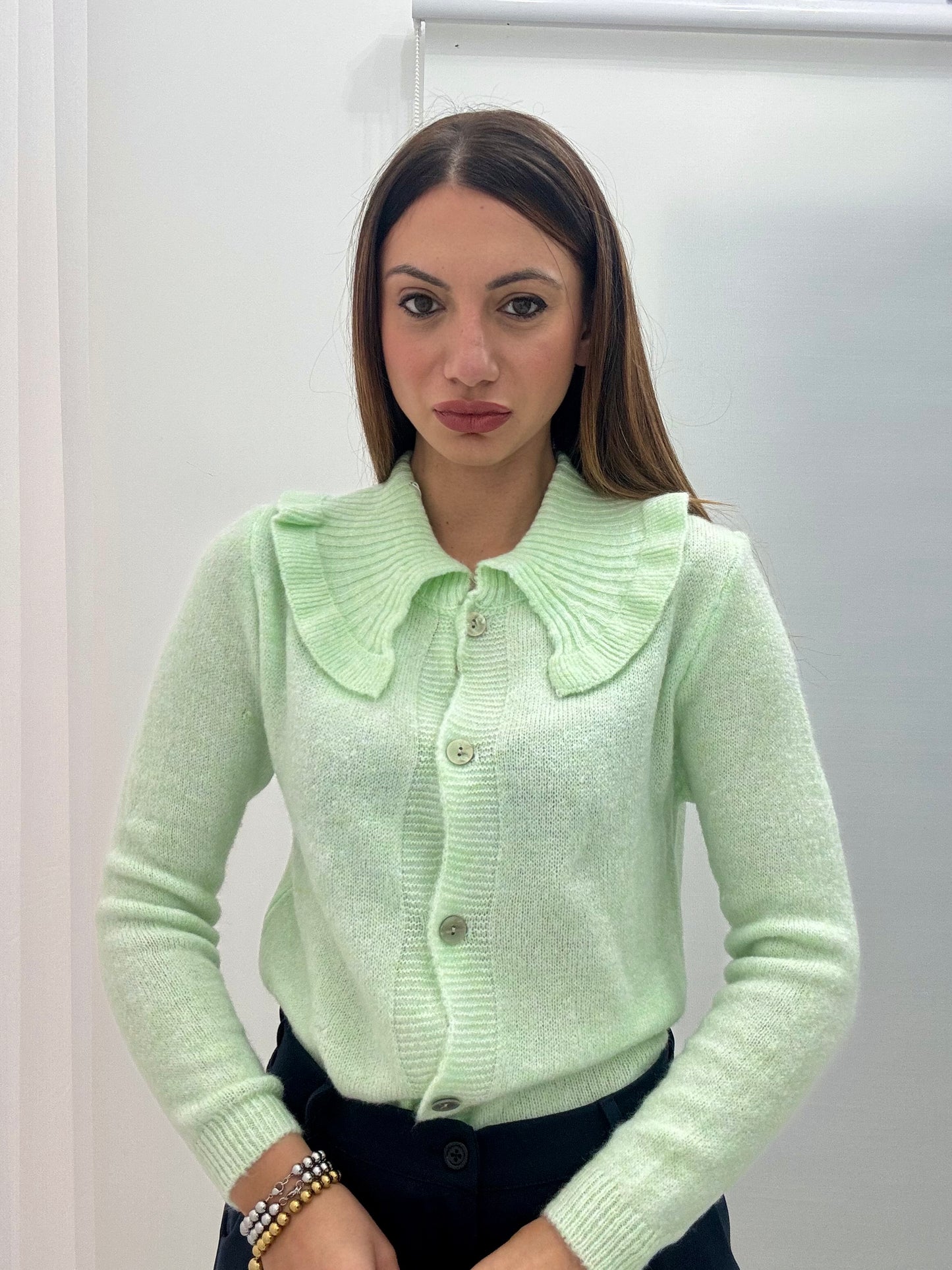 Cardigan Colletto Verde