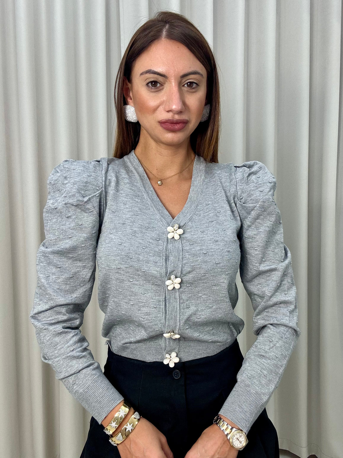 Cardigan Botton Flower