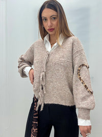 Cardigan Cuore Maculato Beige