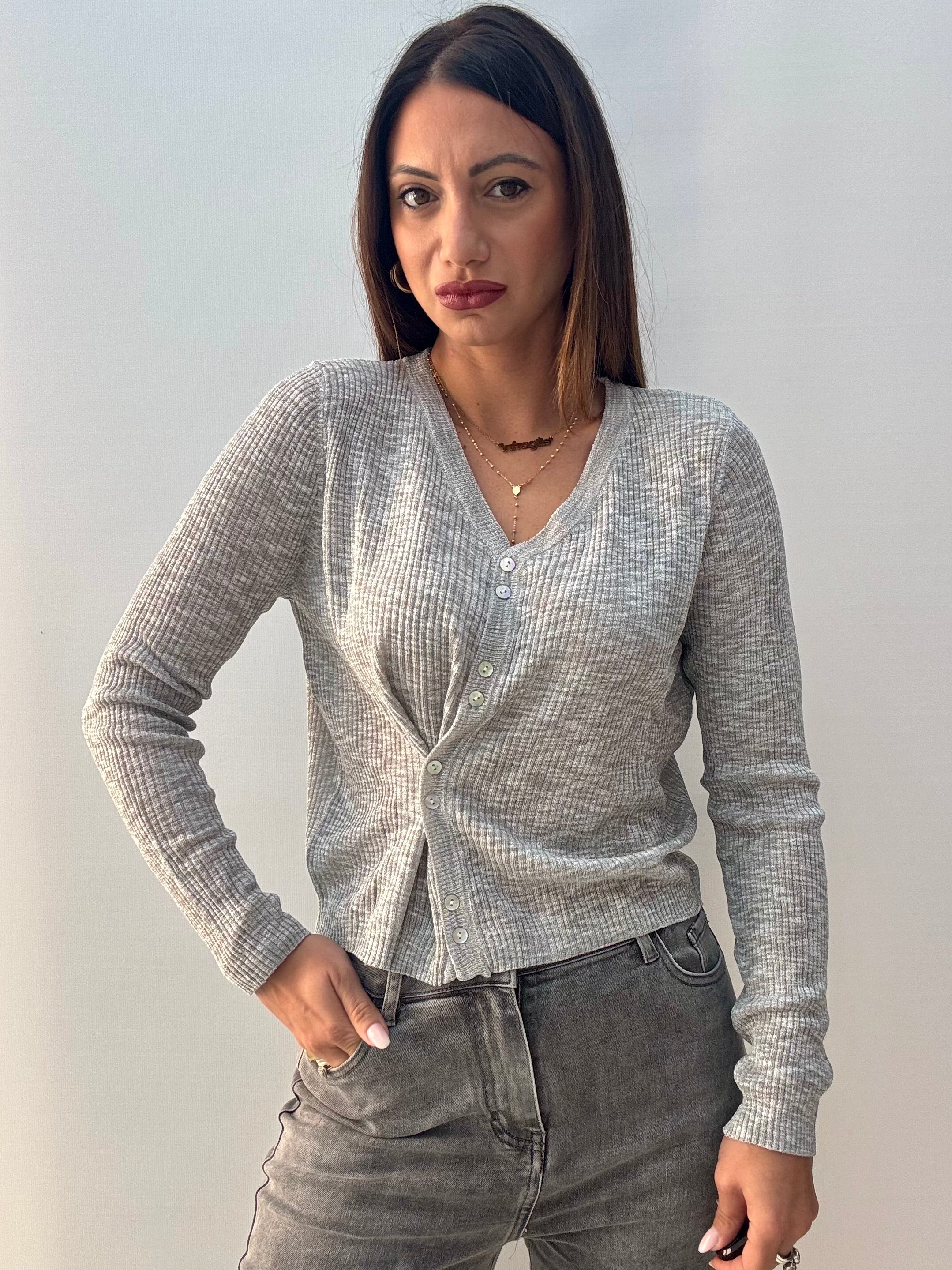 Cardigan Asimmetric Grigio