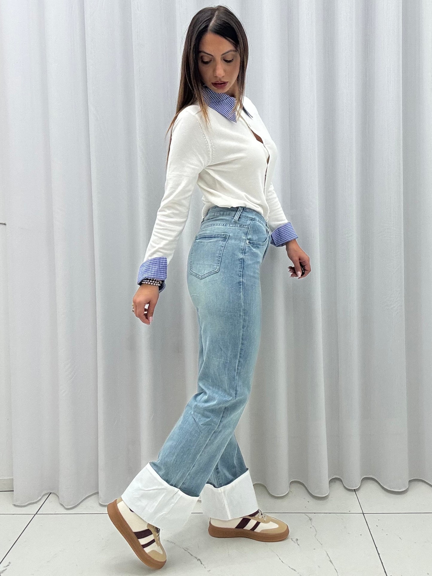 Jeans Piegone Bianco