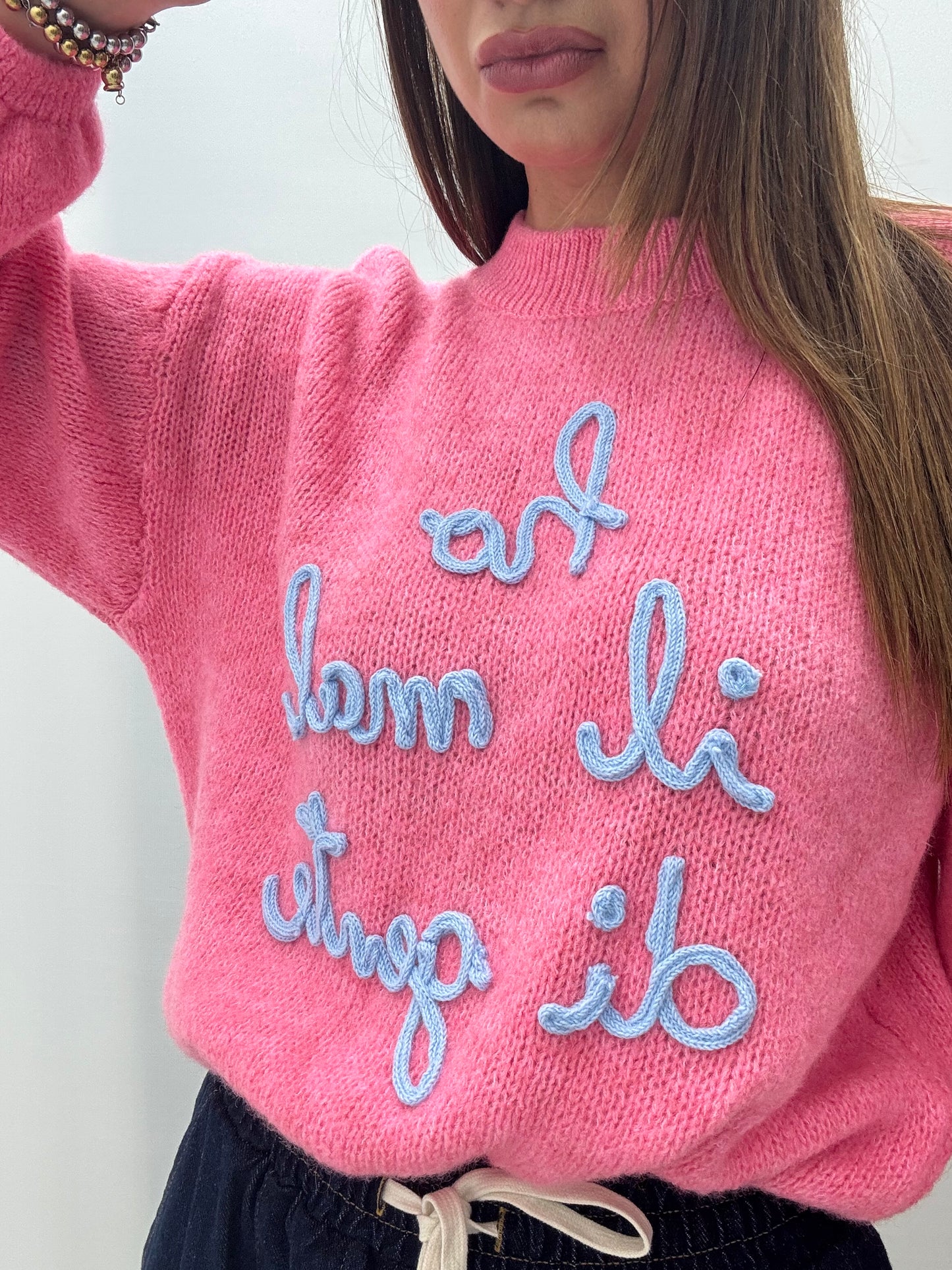 Maglione Il Ho Mal Di Gente Fucsia