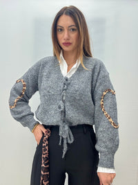Cardigan Cuore Maculato Grogio