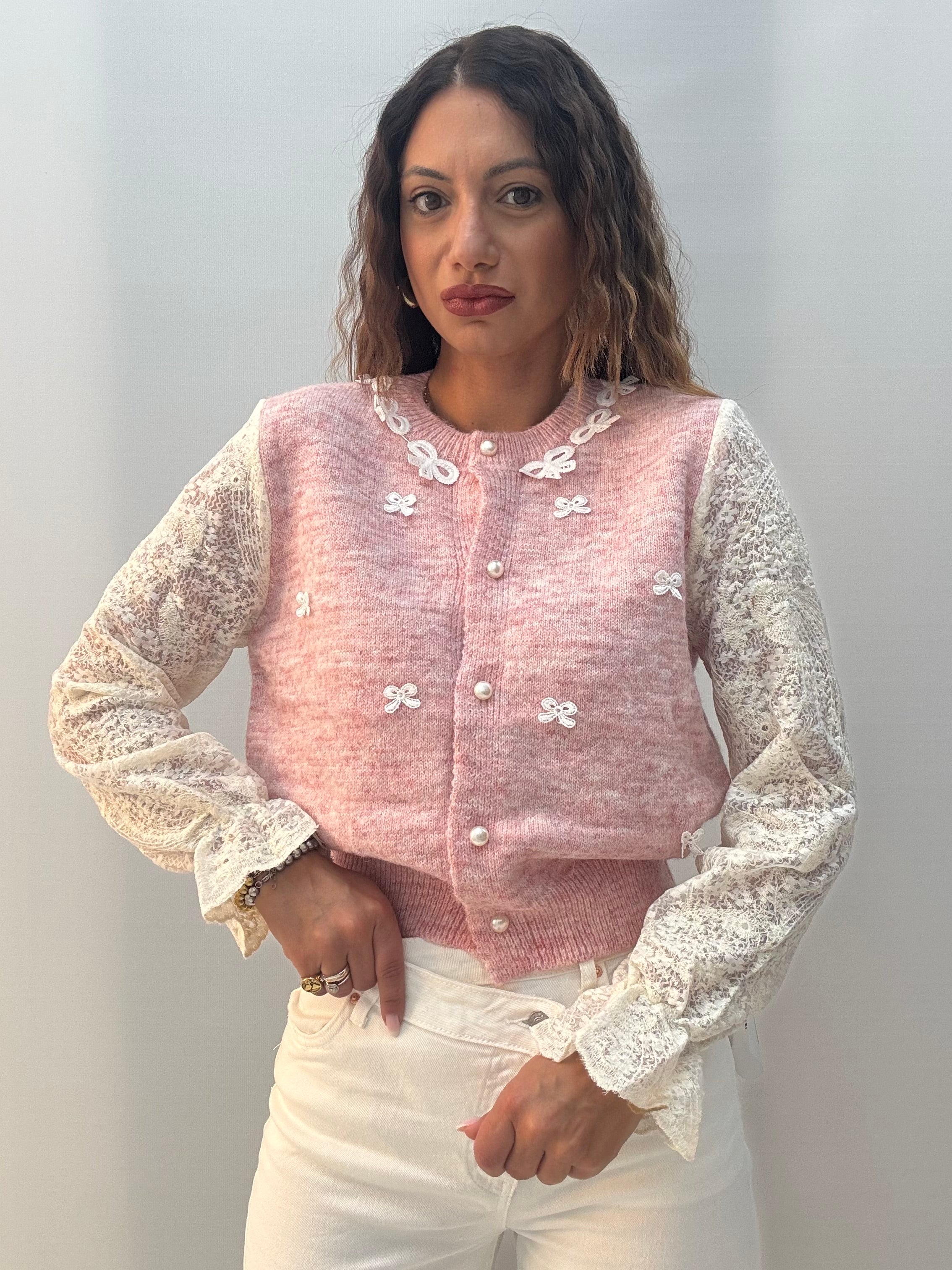 Cardigan Fiocco Rosa