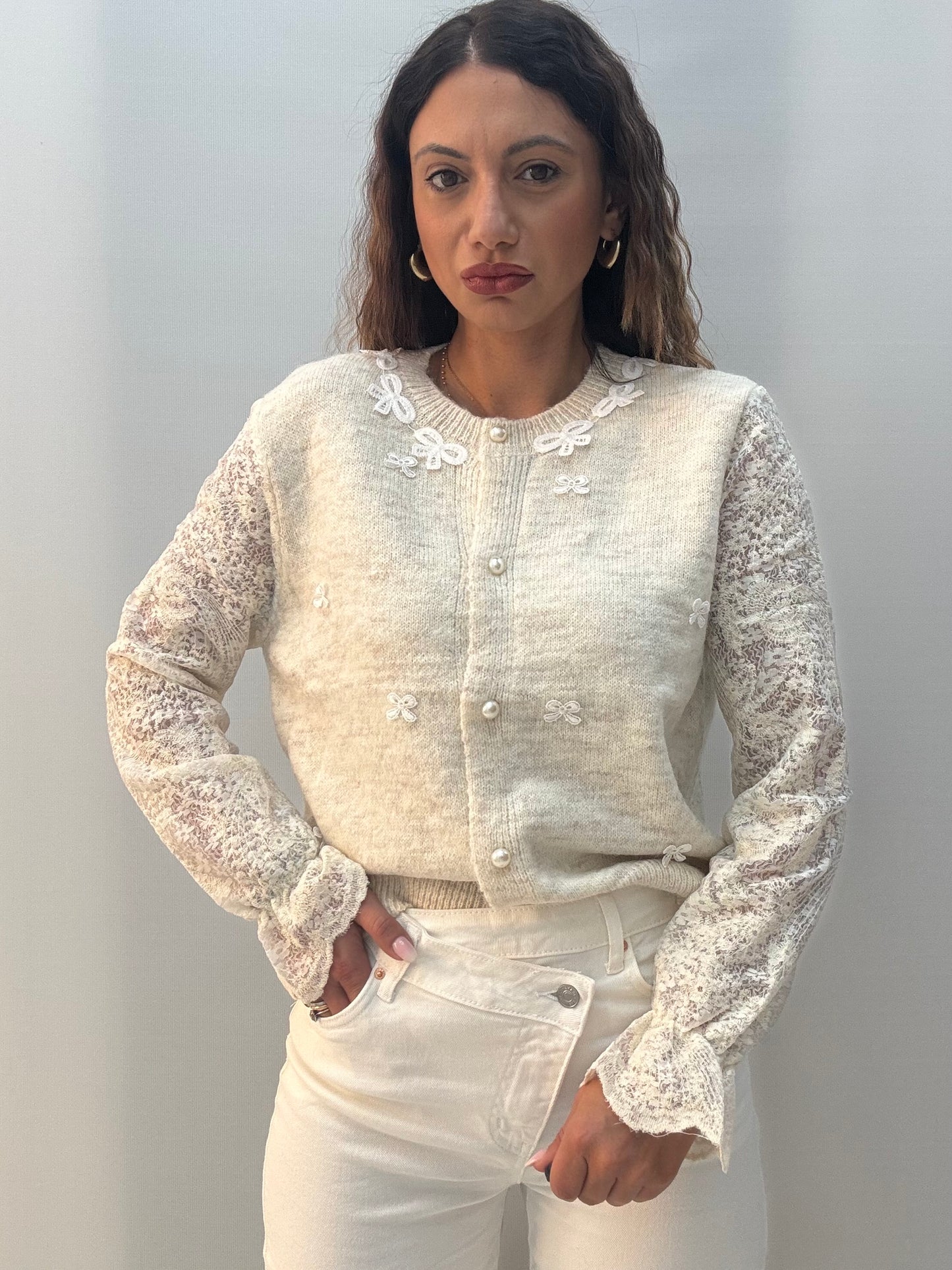 Cardigan Fiocco Panna