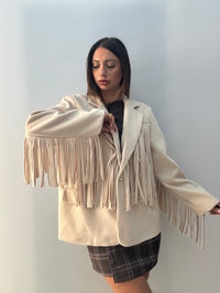 Giacca-Cappotto Frange Panna
