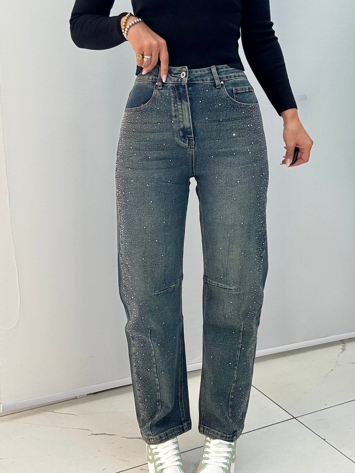 Jeans Ballon Strass artL975