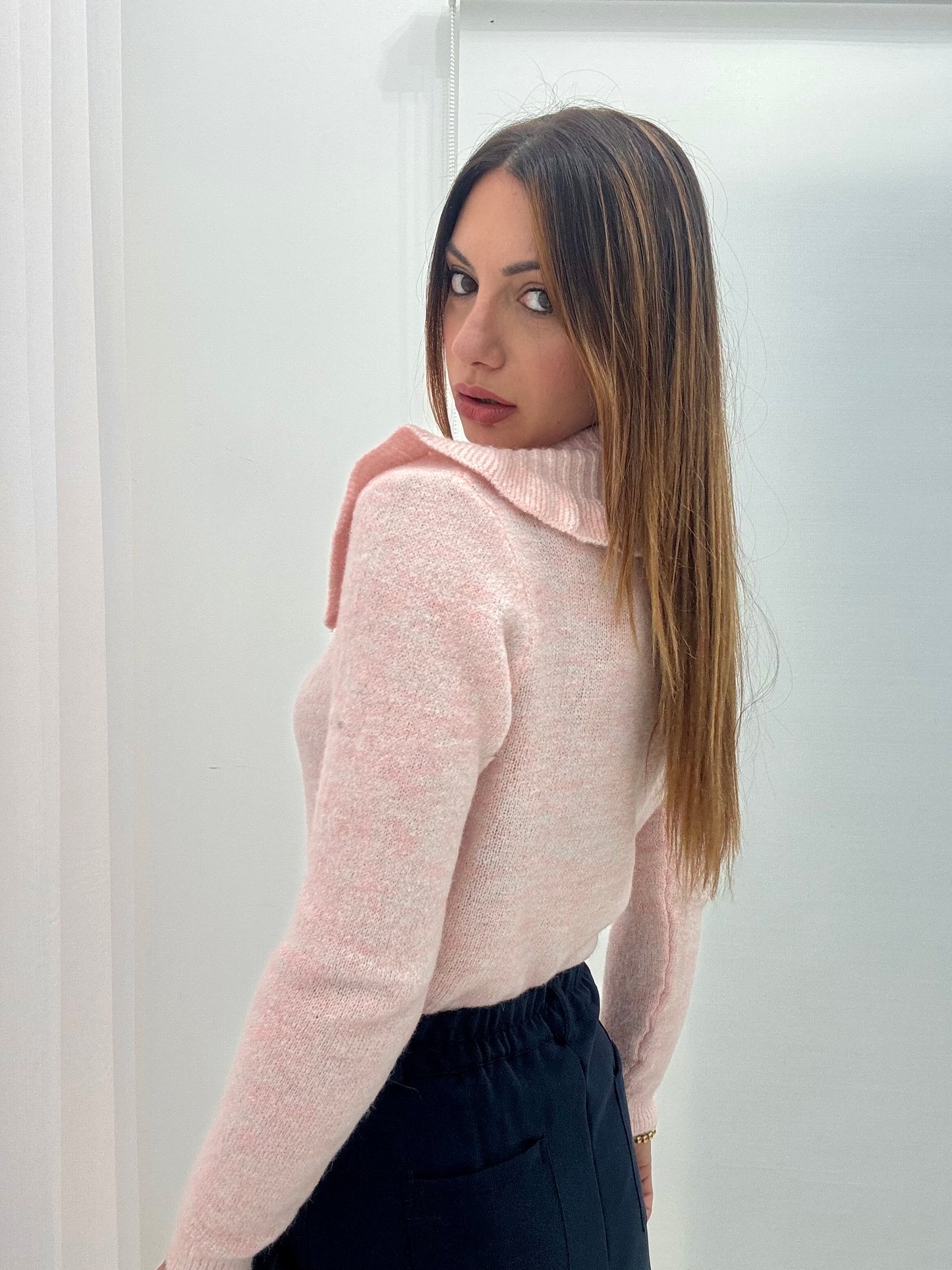 Cardigan Colletto Rosa