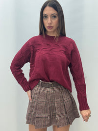 Maglione Treccia Bordeaux