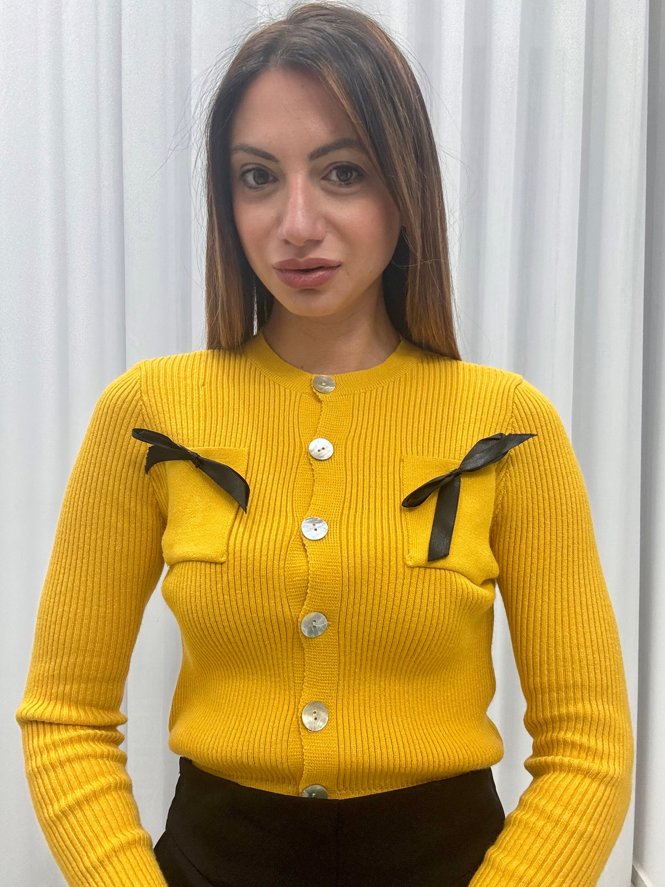 Cardigan Fiocco Chic Giallo