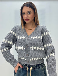 Cardigan Elena Grigio-Bianco