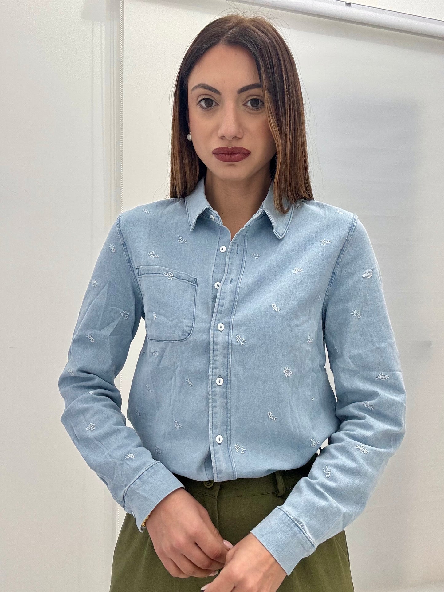 Camicia Denim Fiori