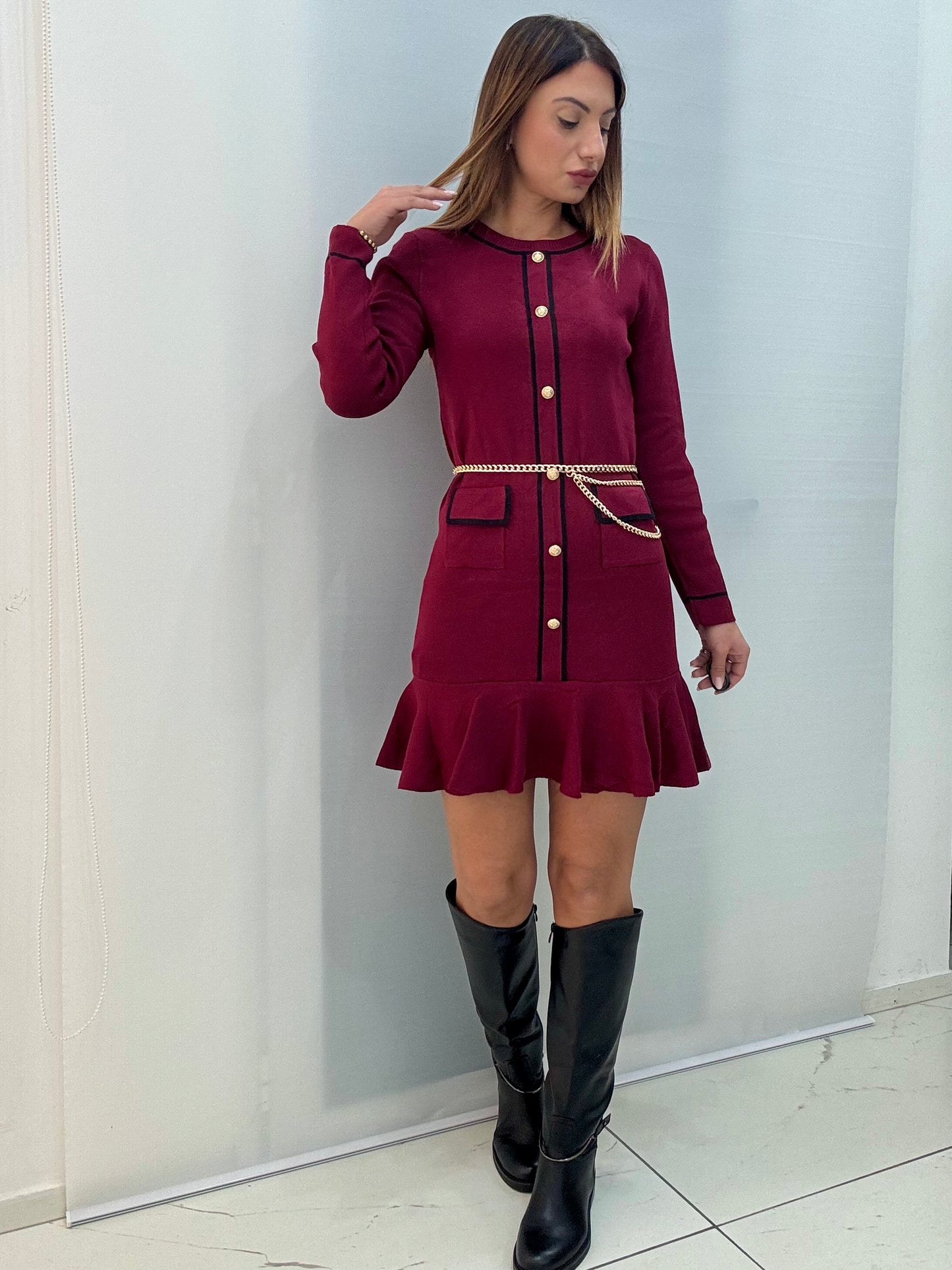 Abito Mabel Bordeaux