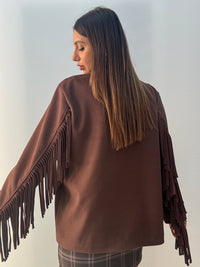 Giacca-Cappotto Frange Marrone
