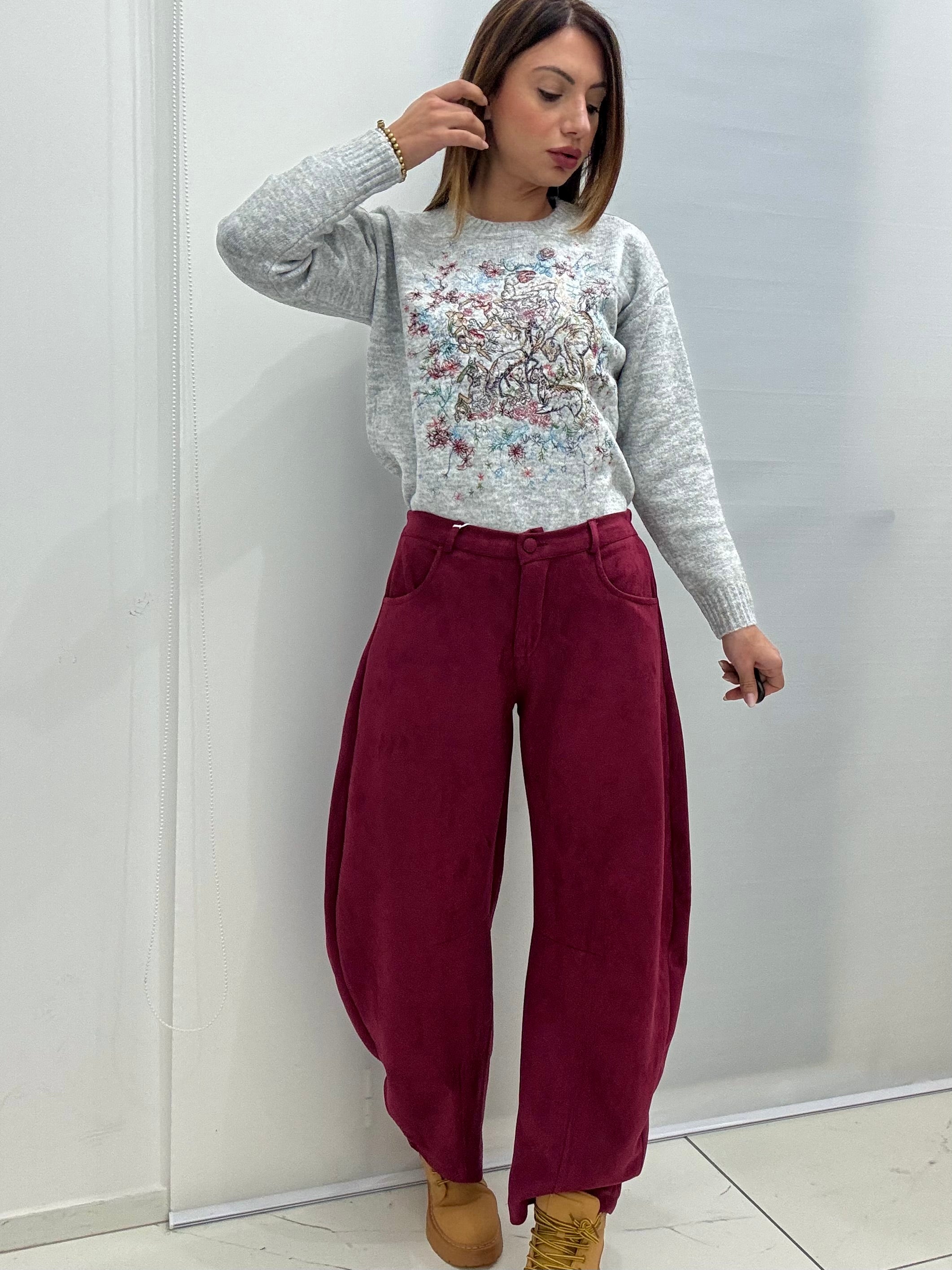 Pantalone Ballon Daino Bordeaux