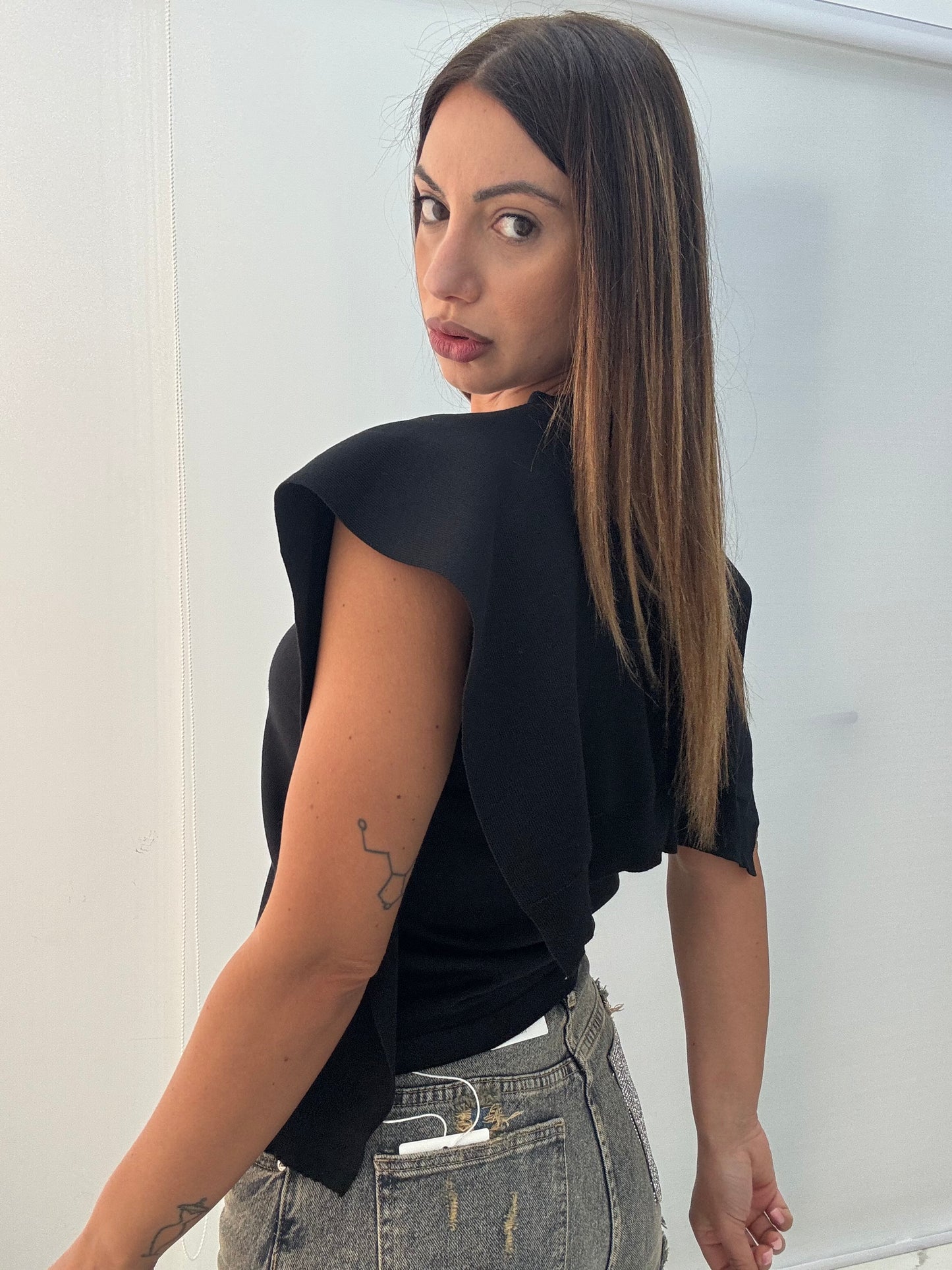 Maglia+Accessorio Effetto Cardigan