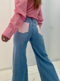 Jeans Tasche Strass Rosa
