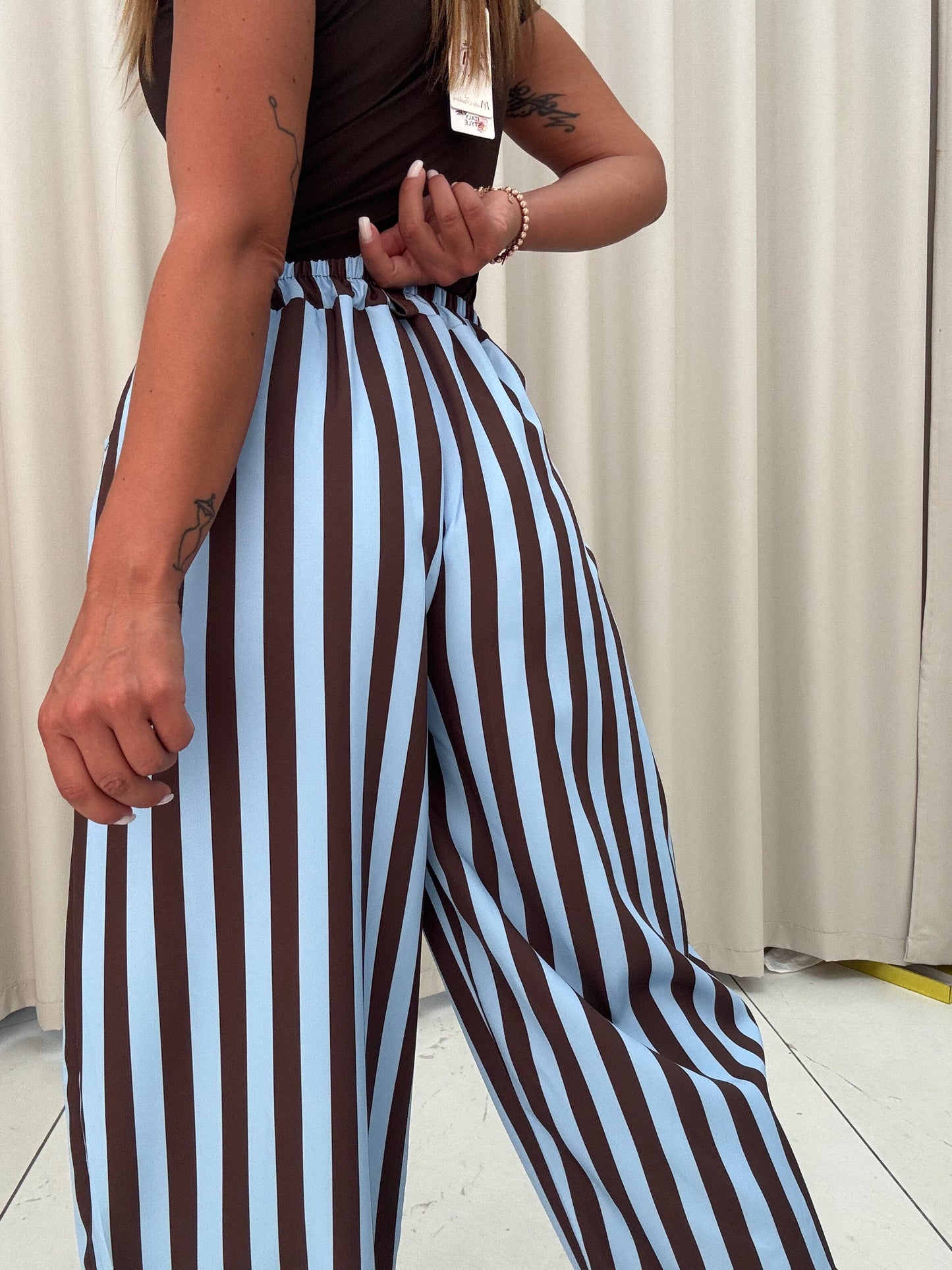 Pantalone Mia Marrone-Azzurro