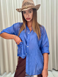 Camicia Velata Cobalto