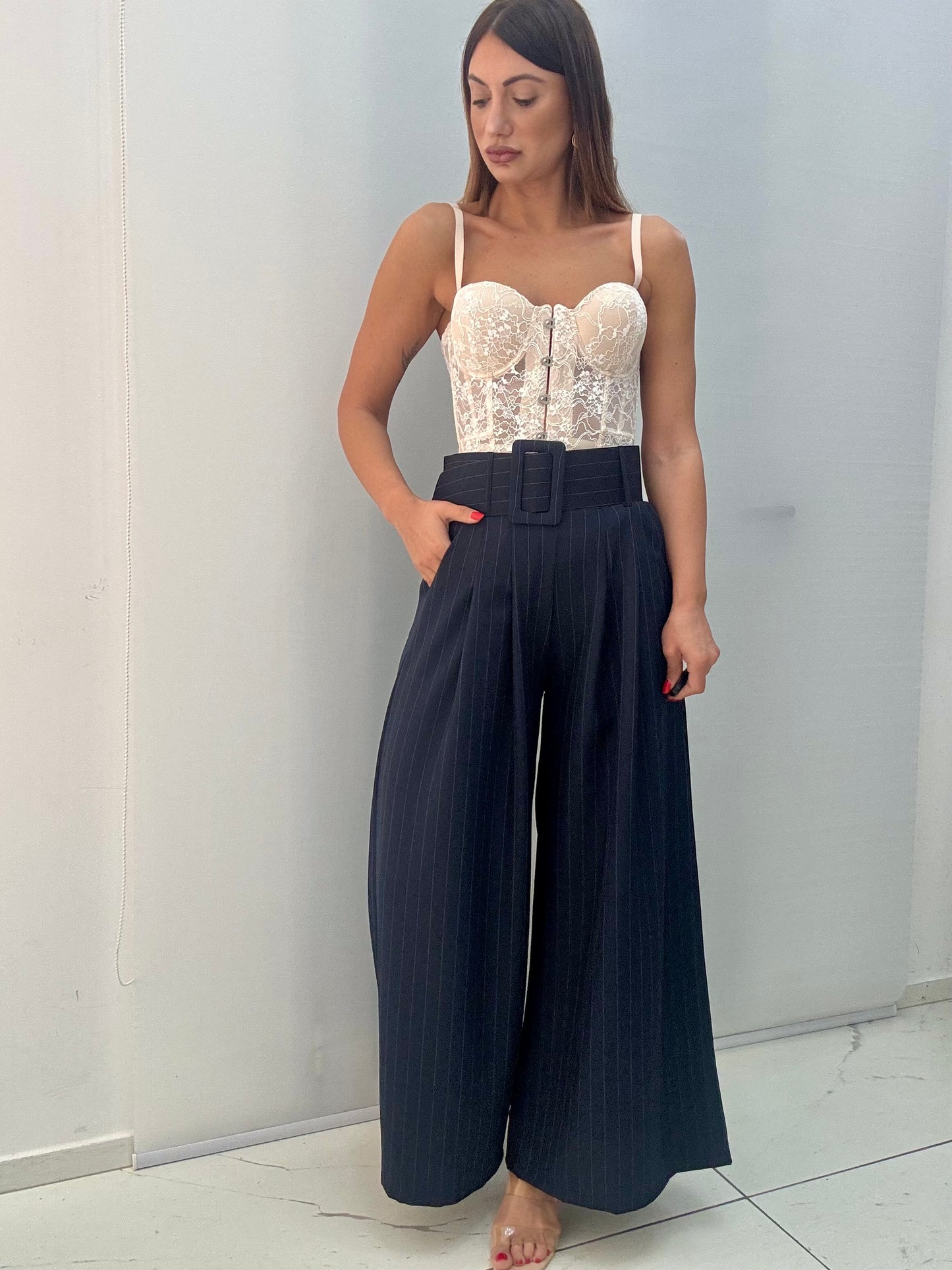 Pantalone art.90555 Blu Gessato