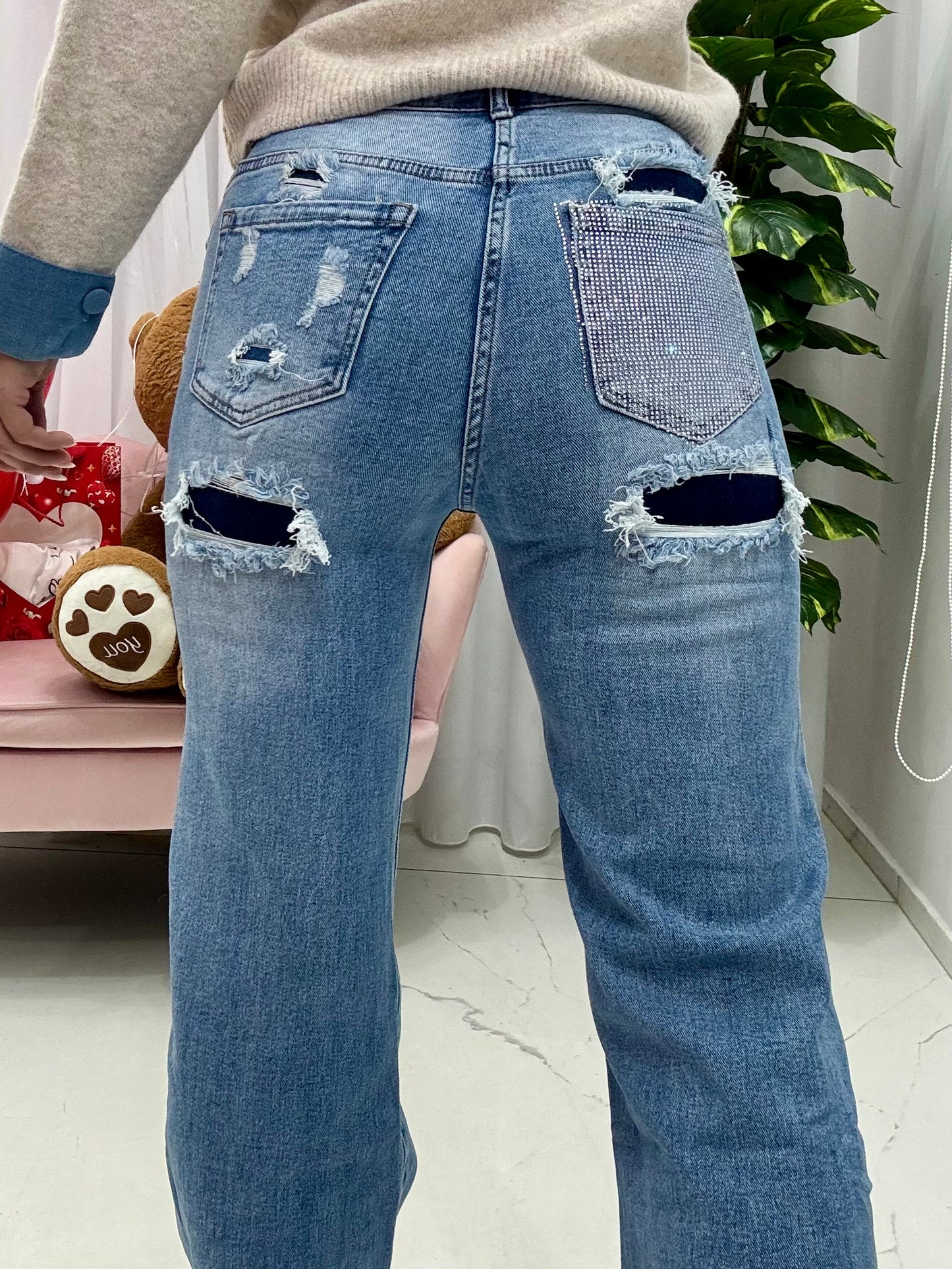 Jeans Strappi&Strass