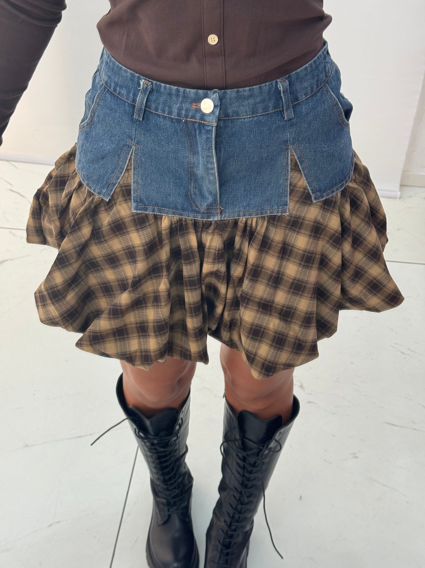 Gonna Quadri Marrone