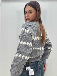 Cardigan Elena Grigio-Bianco