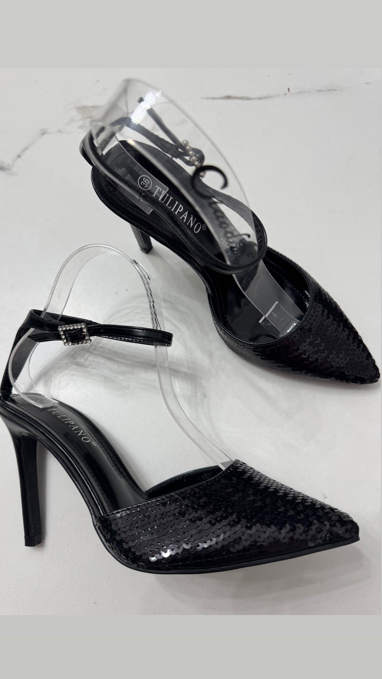 Slingback Paillettes Black