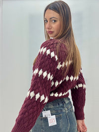 Cardigan Elena Bordeaux-Bianco