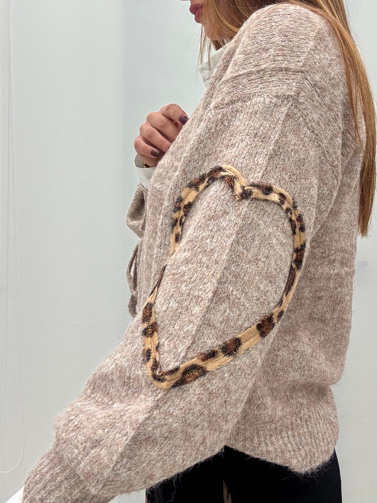 Cardigan Cuore Maculato Beige