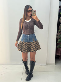 Gonna Quadri Marrone