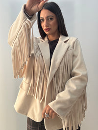 Giacca-Cappotto Frange Panna