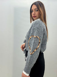 Cardigan Cuore Maculato Grogio