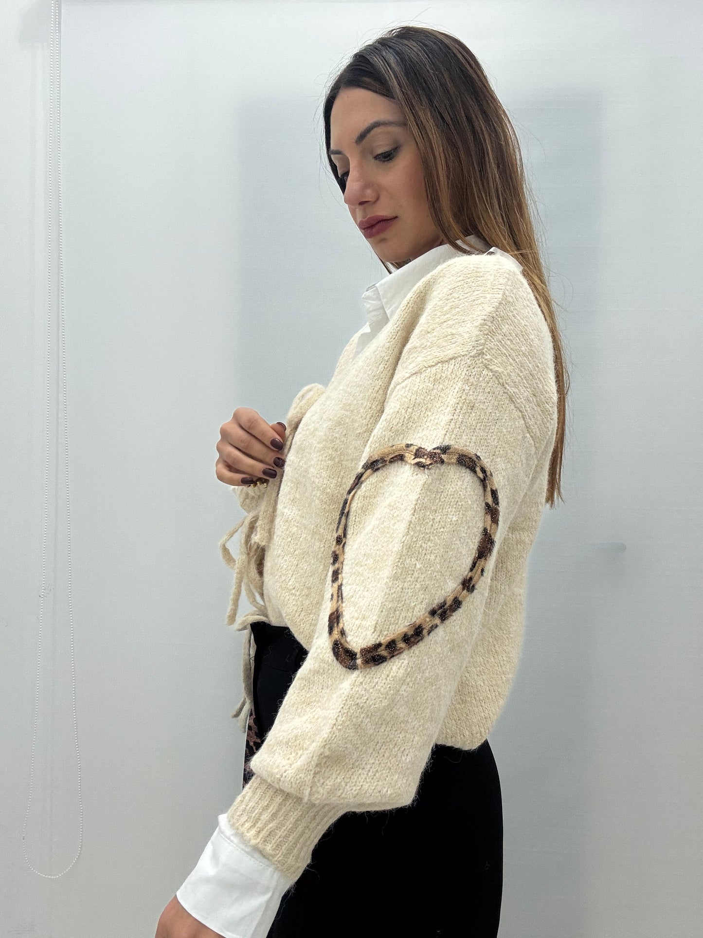 Cardigan Cuore Maculato Panna